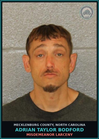 CCW arrest card for ADRIAN TAYLOR BODFORD in Mecklenburg County: MISDEMEANOR LARCENY