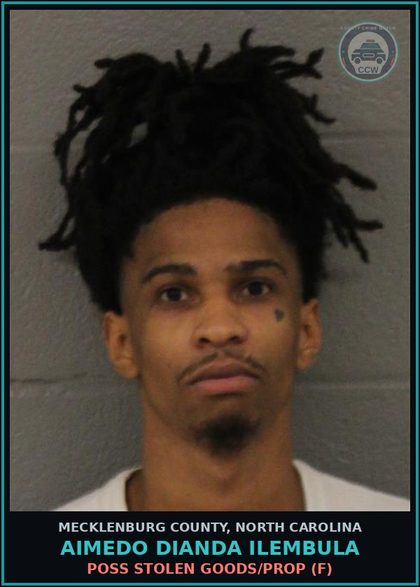 CCW arrest card for AIMEDO DIANDA ILEMBULA in Mecklenburg County: POSS STOLEN GOODS/PROP (F)
