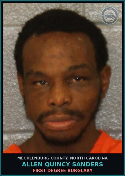 CCW arrest card for ALLEN QUINCY SANDERS in Mecklenburg County: BREAKING OR ENTERING (M)