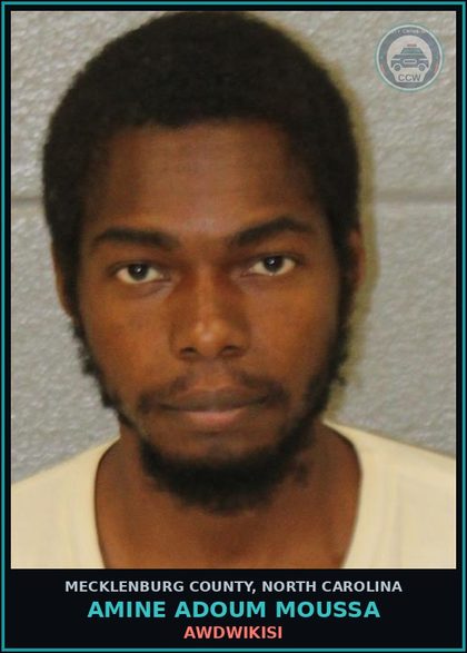 CCW arrest card for AMINE ADOUM MOUSSA in Mecklenburg County: AWDWIKISI