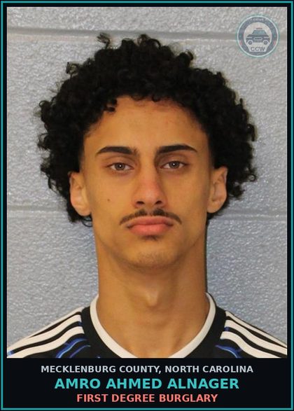 CCW arrest card for AMRO AHMED ALNAGER in Mecklenburg County: FIRST DEGREE BURGLARY