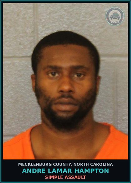 CCW arrest card for ANDRE LAMAR HAMPTON in Mecklenburg County: SIMPLE ASSAULT