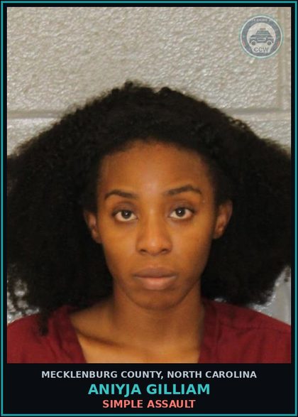 CCW arrest card for ANIYJA GILLIAM in Mecklenburg County: SIMPLE ASSAULT