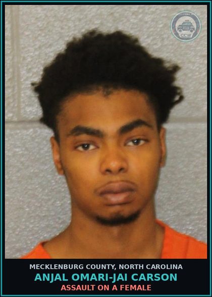 CCW arrest card for ANJAL OMARI-JAI CARSON in Mecklenburg County: ASSAULT ON A FEMALE