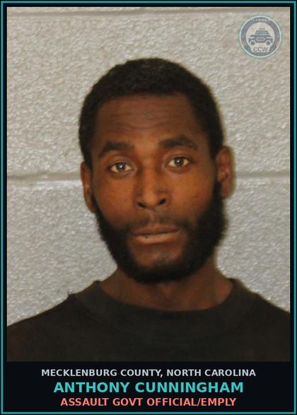 CCW arrest card for ANTHONY CUNNINGHAM in Mecklenburg County: SECOND DEGREE TRESPASS