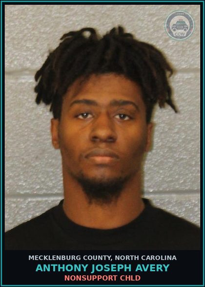 CCW arrest card for ANTHONY JOSEPH AVERY in Mecklenburg County: NONSUPPORT chld