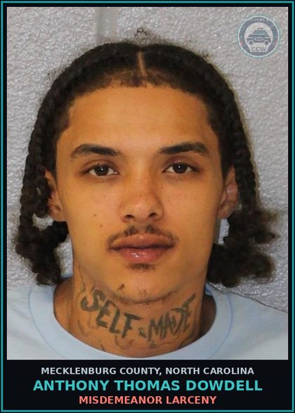 CCW arrest card for ANTHONY THOMAS DOWDELL in Mecklenburg County: MISDEMEANOR LARCENY