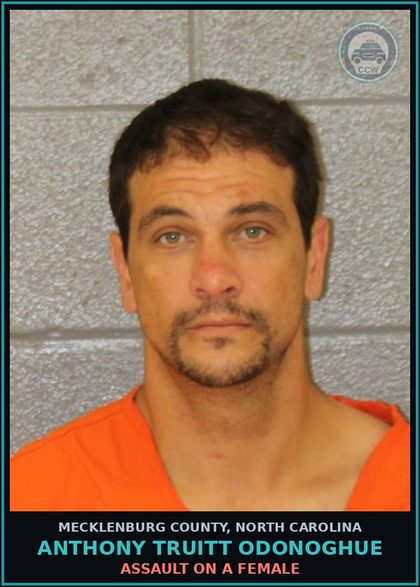CCW arrest card for ANTHONY TRUITT ODONOGHUE in Mecklenburg County: ASSAULT ON A FEMALE