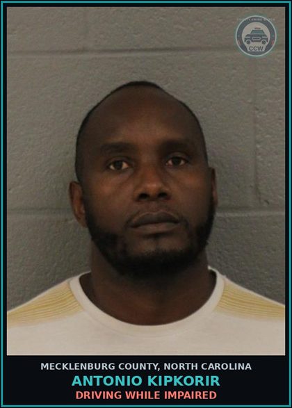 CCW arrest card for ANTONIO KIPKORIR in Mecklenburg County: DRIVING WHILE IMPAIRED