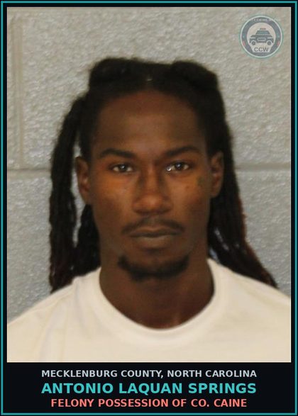CCW arrest card for ANTONIO LAQUAN SPRINGS in Mecklenburg County: FELONY POSSESSION OF COCAINE