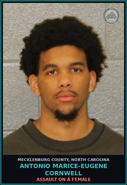 CCW arrest card for ANTONIO MARICE-EUGENE CORNWELL in Mecklenburg County: MISD CRIME OF DOM VIOLENCE