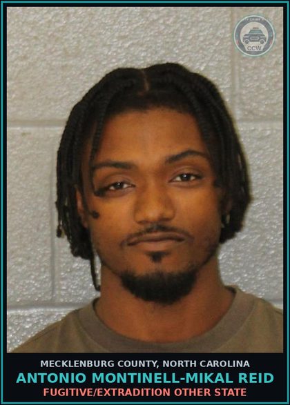 CCW arrest card for ANTONIO MONTINELL-MIKAL REID in Mecklenburg County: FUGITIVE/EXTRADITION OTHER STATE