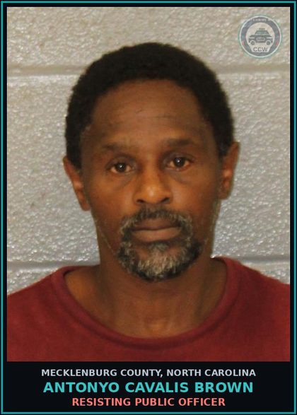 CCW arrest card for ANTONYO CAVALIS BROWN in Mecklenburg County: DRIVING WHILE IMPAIRED