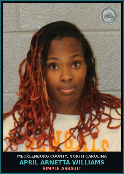 CCW arrest card for APRIL ARNETTA WILLIAMS in Mecklenburg County: SIMPLE ASSAULT