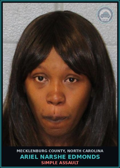 CCW arrest card for ARIEL NARSHE EDMONDS in Mecklenburg County: SIMPLE ASSAULT