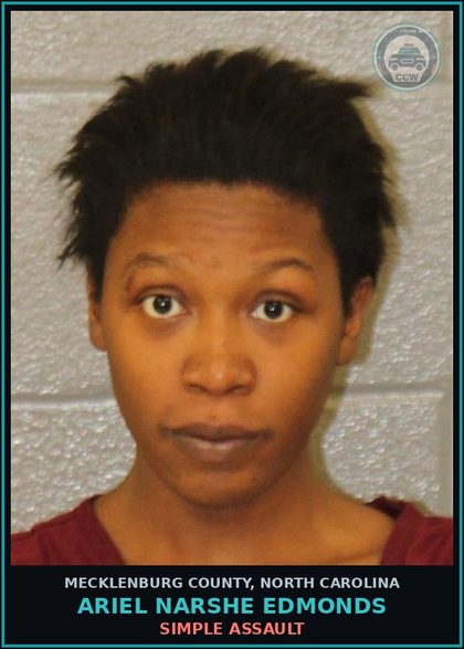 CCW arrest card for ARIEL NARSHE EDMONDS in Mecklenburg County: INJURY TO PERSONAL PROPERTY
