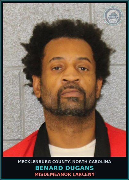 CCW arrest card for BENARD DUGANS in Mecklenburg County: MISDEMEANOR LARCENY