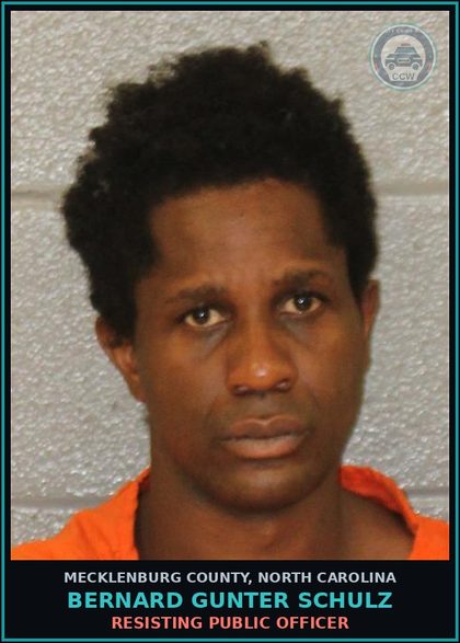 CCW arrest card for BERNARD GUNTER SCHULZ in Mecklenburg County: POSSESS STOLEN MOTOR VEHICLE