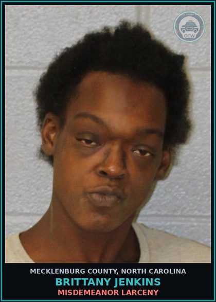 CCW arrest card for BRITTANY JENKINS in Mecklenburg County: MISDEMEANOR LARCENY