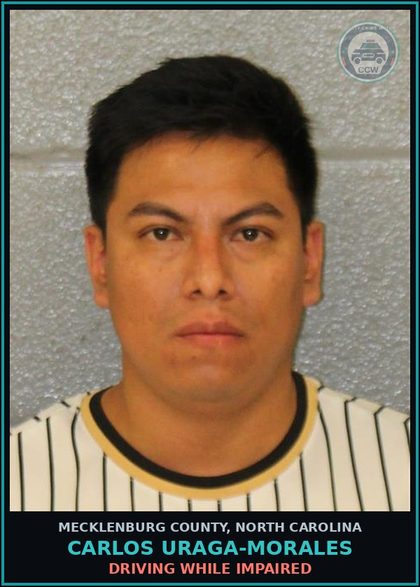 CCW arrest card for CARLOS URAGA-MORALES in Mecklenburg County: DRIVING WHILE IMPAIRED
