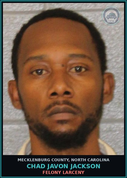 CCW arrest card for CHAD JAVON JACKSON in Mecklenburg County: FELONY LARCENY