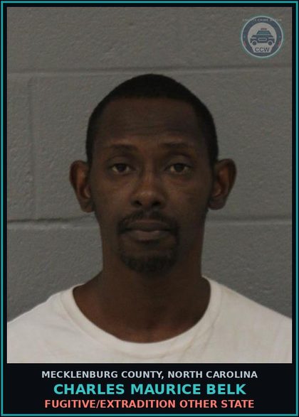 CCW arrest card for CHARLES MAURICE BELK in Mecklenburg County: FUGITIVE/EXTRADITION OTHER STATE