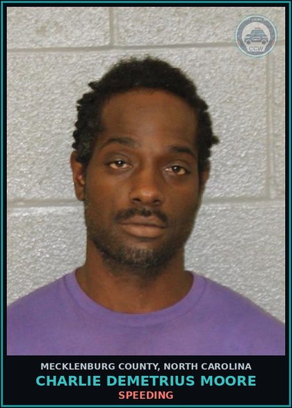 CCW arrest card for CHARLIE DEMETRIUS MOORE in Mecklenburg County: SPEEDING