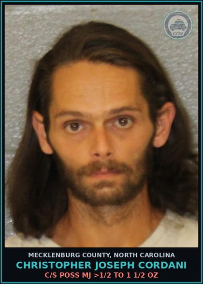 CCW arrest card for CHRISTOPHER JOSEPH CORDANI in Mecklenburg County: POSSESS HEROIN