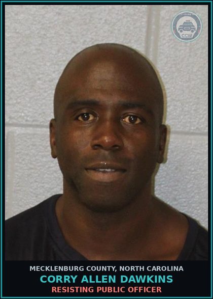 CCW arrest card for CORRY ALLEN DAWKINS in Mecklenburg County: MISUSE OF 911 SYSTEM