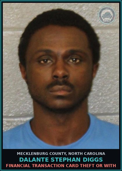 CCW arrest card for DALANTE STEPHAN DIGGS in Mecklenburg County: OBTAIN PROPERTY FALSE PRETENSE