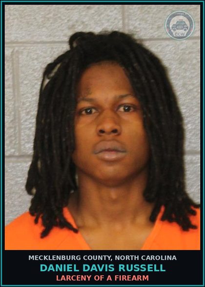 CCW arrest card for DANIEL DAVIS RUSSELL in Mecklenburg County: BREAK OR ENTER A MOTOR VEHICLE