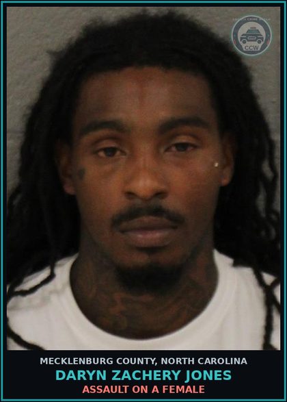 CCW arrest card for DARYN ZACHERY JONES in Mecklenburg County: MISD CRIME OF DOM VIOLENCE