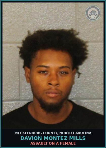 CCW arrest card for DAVION MONTEZ MILLS in Mecklenburg County: MISD CRIME OF DOM VIOLENCE