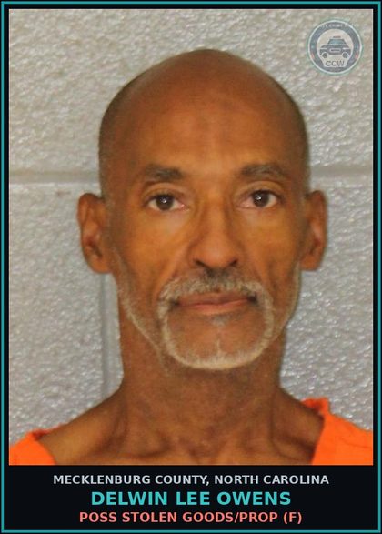 CCW arrest card for DELWIN LEE OWENS in Mecklenburg County: LARCENY OF MOTOR VEHICLE (FELONY)