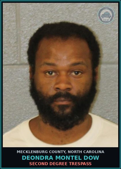 CCW arrest card for DEONDRA MONTEL DOW in Mecklenburg County: SECOND DEGREE TRESPASS