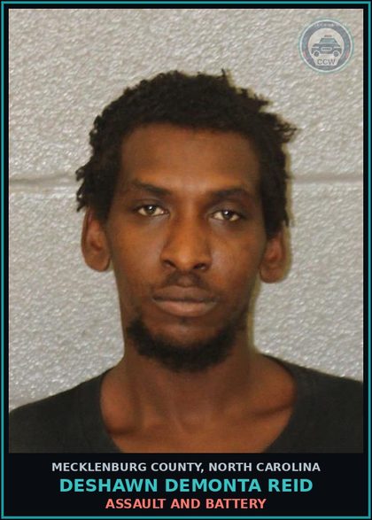 CCW arrest card for DESHAWN DEMONTA REID in Mecklenburg County: ASSAULT AND BATTERY