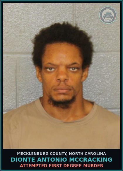 CCW arrest card for DIONTE ANTONIO MCCRACKING in Mecklenburg County: BREAKING AND OR ENTERING (F)