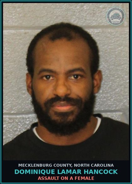 CCW arrest card for DOMINIQUE LAMAR HANCOCK in Mecklenburg County: NO OPERATOR'S LICENSE