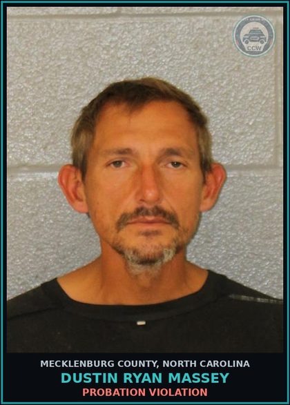 CCW arrest card for DUSTIN RYAN MASSEY in Mecklenburg County: PROBATION VIOLATION