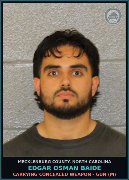 CCW arrest card for EDGAR OSMAN BAIDE in Mecklenburg County: CARRYING CONCEALED WEAPON - GUN (M)