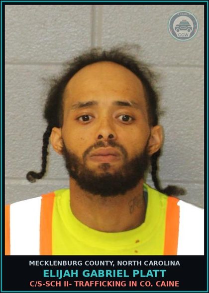 CCW arrest card for ELIJAH GABRIEL PLATT in Mecklenburg County: FELONY POSSESSION OF COCAINE