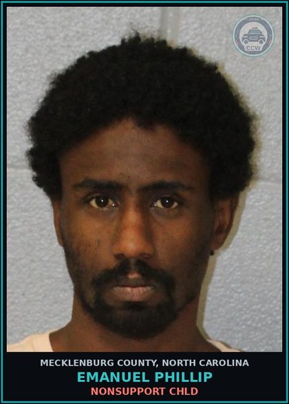 CCW arrest card for EMANUEL PHILLIP in Mecklenburg County: NONSUPPORT chld