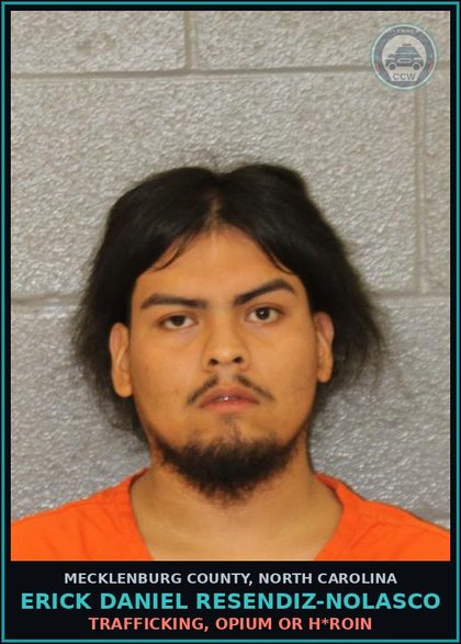 CCW arrest card for ERICK DANIEL RESENDIZ-NOLASCO in Mecklenburg County: C/S-SCH IV- P/W/I/S/D