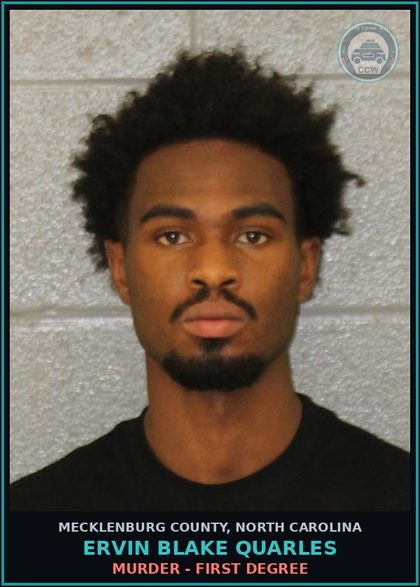 CCW arrest card for ERVIN BLAKE QUARLES in Mecklenburg County: MURDER - FIRST DEGREE