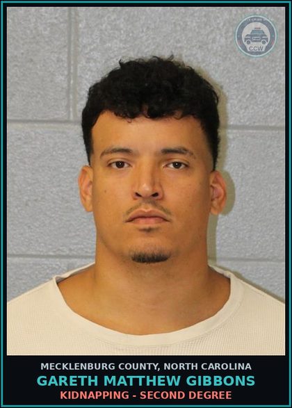 CCW arrest card for GARETH MATTHEW GIBBONS in Mecklenburg County: KIDNAPPING - SECOND DEGREE