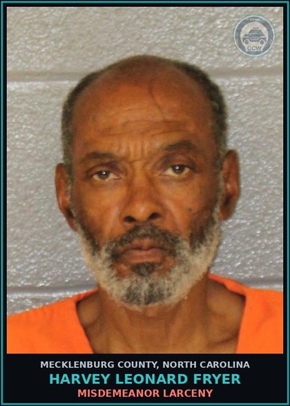 CCW arrest card for HARVEY LEONARD FRYER in Mecklenburg County: MISDEMEANOR LARCENY