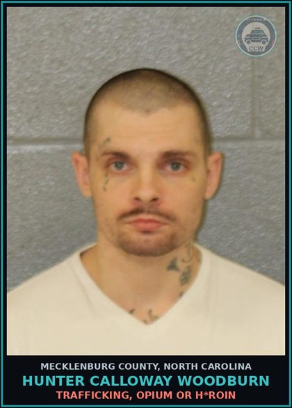 CCW arrest card for HUNTER CALLOWAY WOODBURN in Mecklenburg County: PWIMSD SCH II CS