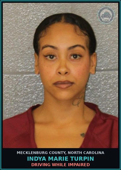 CCW arrest card for INDYA MARIE TURPIN in Mecklenburg County: DRIVING WHILE IMPAIRED