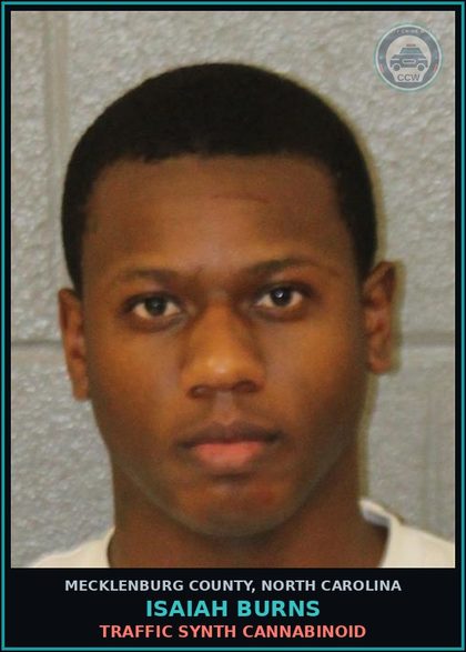 CCW arrest card for ISAIAH BURNS in Mecklenburg County: TRAFFIC SYNTH CANNABINOID