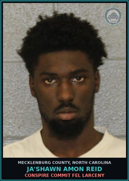 CCW arrest card for JA'SHAWN AMON REID in Mecklenburg County: BREAK/ENTER MOTOR VEH
